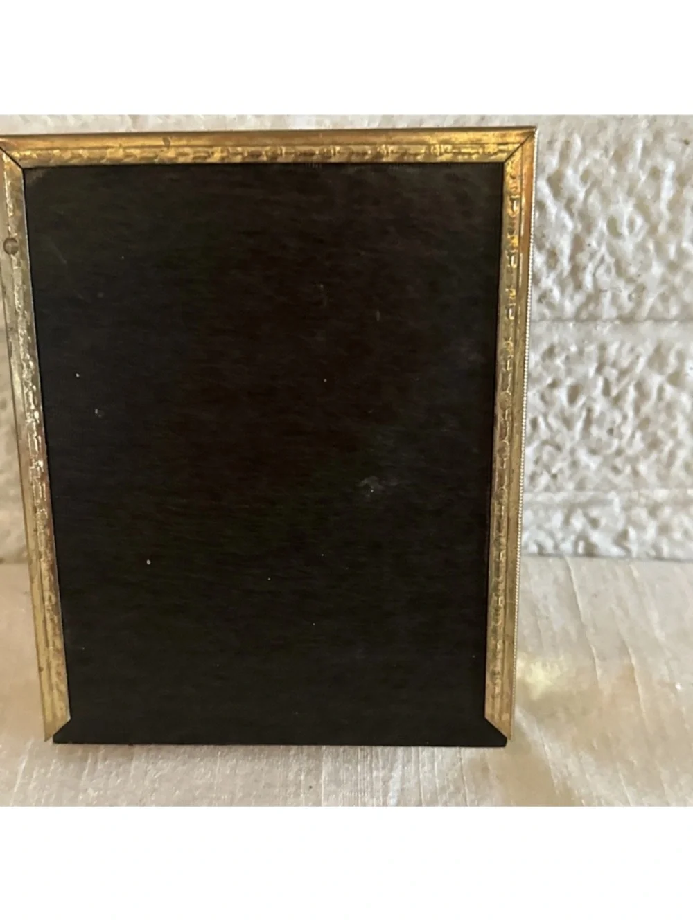 VTG MCM Mini 5x 4” BI-FOLD- Gold Brass Picture Frame With Oval Mat